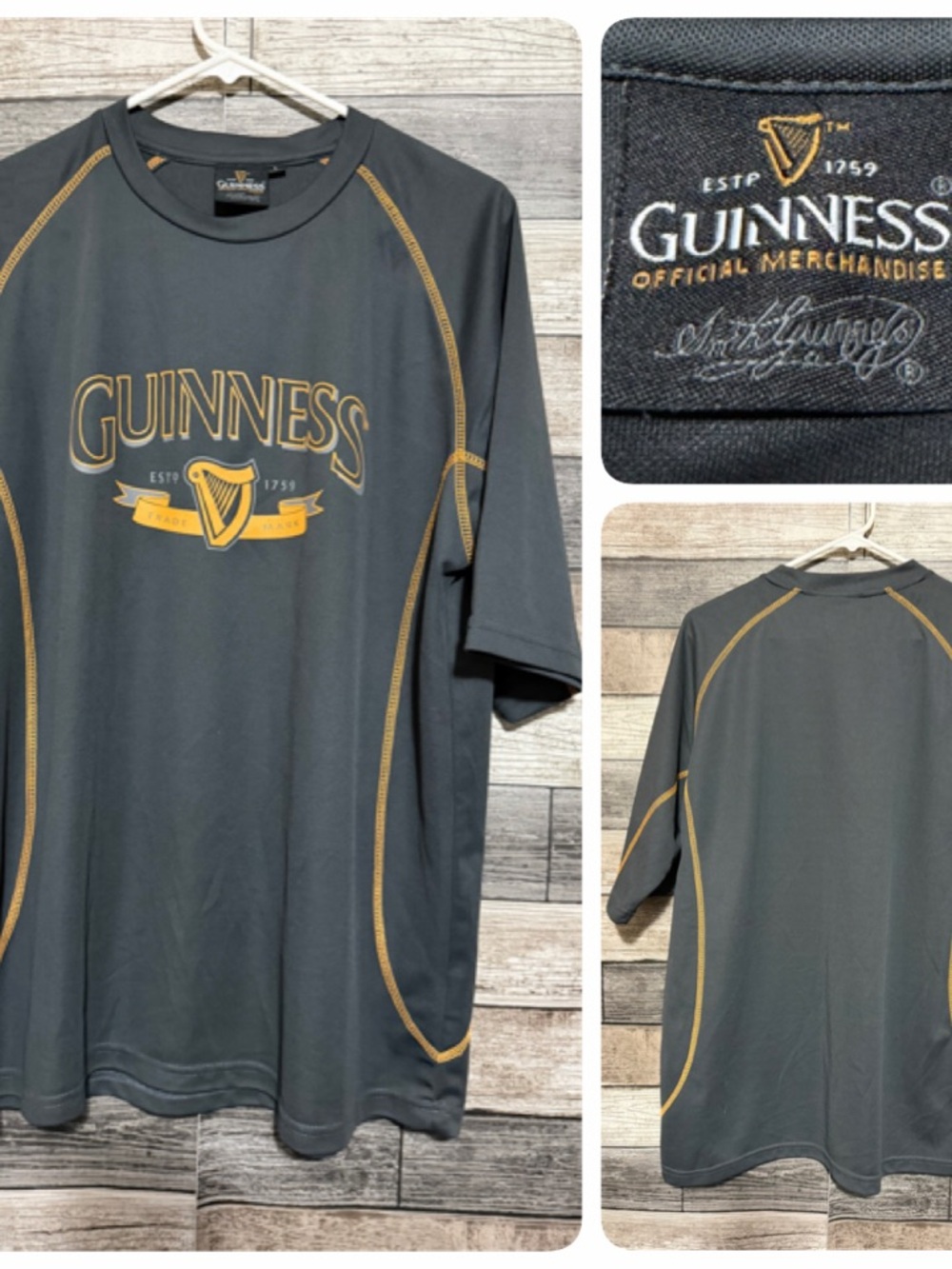 Guinness T-Shirt Men’s L Gray Short Sleeve Crewneck 100% Polyester